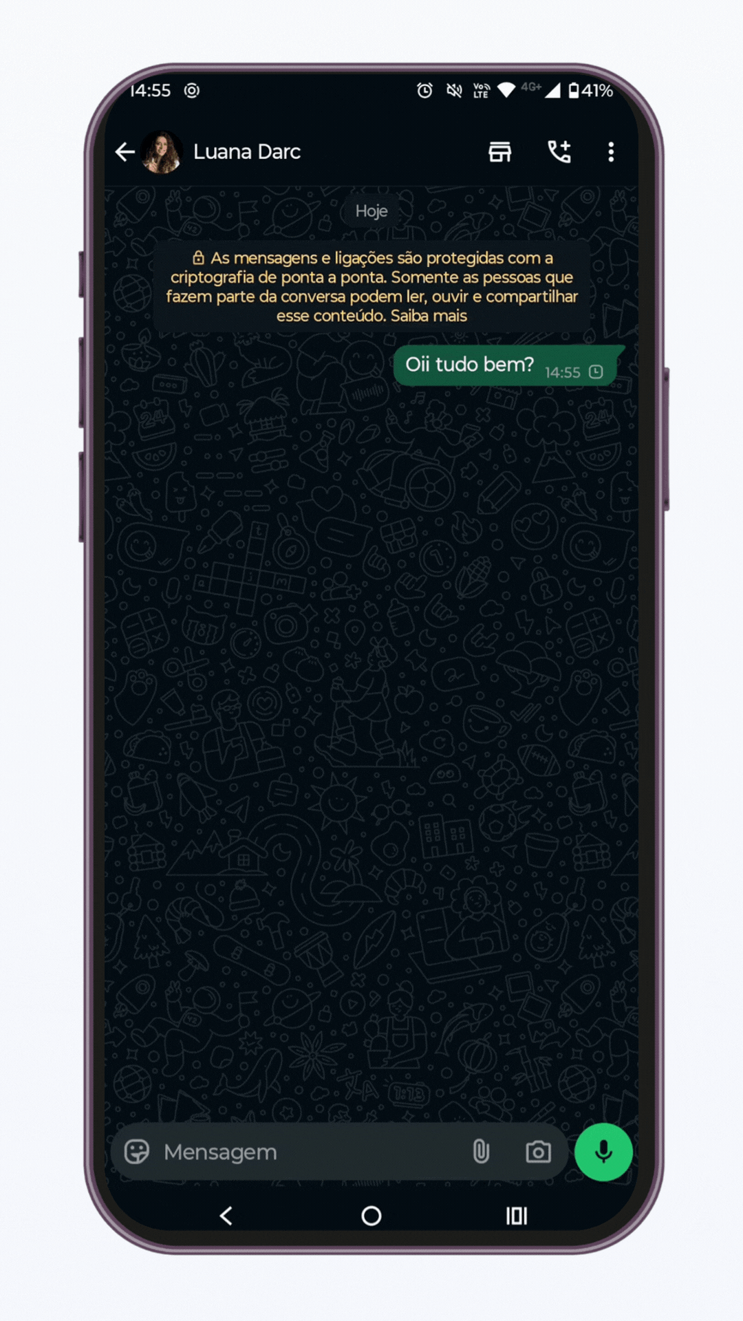 Exemplo de conversa automatizada no WhatsApp
